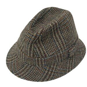 Vintage Aintree Mens Wool Hat Brown Tweed Small Made in Britain